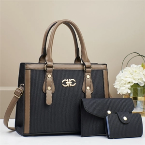 Women PU Leather Handbag Tote Envelope Clutch And Card Holder Striped Vertical Texture Color Block Office Daily