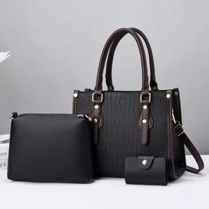 Women Crocodile Embossed PU Leather Handbag Messenger Bag Card Holder Multi Component Fashion Lady Shoulder Tote Bag Gold Hardware