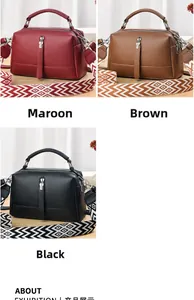 Detailed comparison of leather crossbody bags in burgundy, brown, and black colors