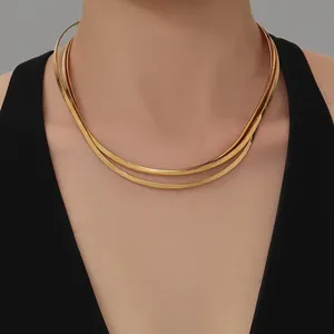 Collier Ras Du Cou Ouvert En Acier Inoxydable Plaqué Or 18K Imperméable Hypoallergénique Bijoux Géométriques Femmes
