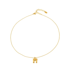 Polished 18k gold plated stainless steel necklace featuring a detailed Arc de Triomphe pendant