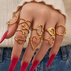 Stainless Steel Open Adjustable Rings Geometric Heart Flower Sun Shape Waterproof Hypoallergenic Fashion Jewelry For Women