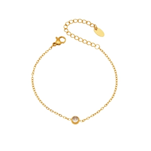 Minimalistisches 18k vergoldetes Edelstahl-Armband mit einem runden Zirkonia-Stein