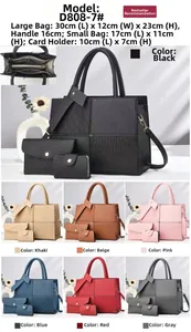 Three-piece striped tote bag set with dimensions and detailed interior zipper compartment