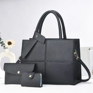 Fashion Women PU Leather Stitching Shoulder Bag Large Capacity Crossbody Handbag With Wallet And Card Holder Combination
