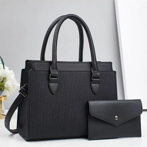 Borsa A Mano E Portafoglio A Righe Verticali Donna Pelle PU Borsa A Tracolla Grande Capacità Urbano Elegante