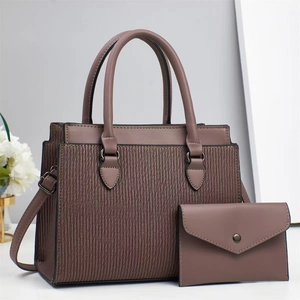 Set borsa tote viola Morandi con motivo a onde e portafoglio a busta coordinato