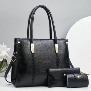 Women PU Leather Tote Bag Shoulder Bag Wallet Card Holder Set Stitching Handbag Fashion Commuting Crossbody Bag