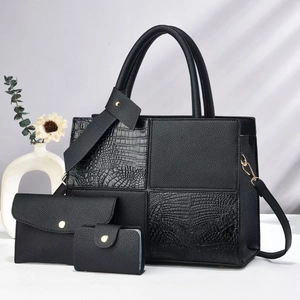 Women Handbags Clutch And Card Holder PU Leather Patchwork Crocodile Pattern Large Capacity Elegant Shoulder Bag