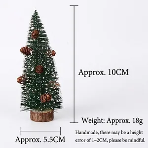 Mini Weihnachtsbaum mit Frost-Effekt, Zapfen und Holzfuß, Höhe 10cm und Breite 5,5cm
