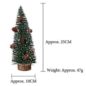 Miniatur-Schneetanne mit Naturzapfen und Holzsockel, 25 cm handgefertigte Deko