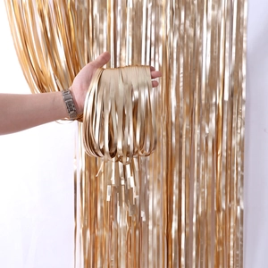 Cortina de Flecos de Oropel Mate Fondo de Fiesta PET Streamer Metálico Para Cumpleaños Boda Decoración Festiva Accesorios de Cabina de Fotos