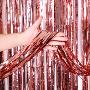 Rose gold foil fringe curtain background for birthday and wedding party decorations