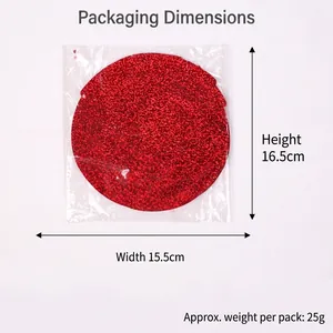 Detailed size chart for Christmas spiral pendant packaging 15.5x16.5cm 25g weight