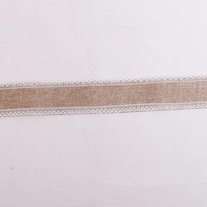 Vintage burlap ribbon with white lace trim for Christmas DIY crafts and gift wrapping
