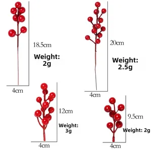 Size specifications of artificial red berry stems for Christmas tree decorations