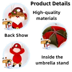 Detail view showing front, back, and inner umbrella frame of Santa Claus parachute hat