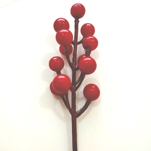 Lifelike red foam berry stems for Christmas tree decoration and festive DIY floral arrangements