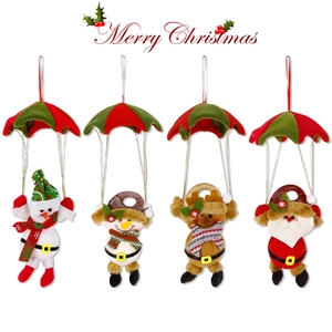 Christmas Parachute Hanging Ornaments Plush Santa Snowman Reindeer Doll Decor For Xmas Tree Party Holiday Home Decoration