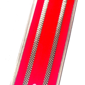 Luxurious red and gold striped Christmas bow ornament for holiday wreaths and door decoration