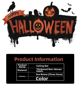 Detalle de murciélagos decorativos de Halloween en tela no tejida con tabla de tamaños