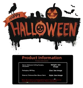 Détail du pendentif de plafond d'Halloween en tissu non tissé épais avec motif de chauve-souris