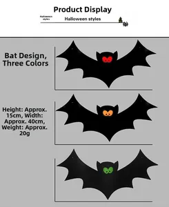Détails des décorations de chauve-souris d'Halloween avec yeux rouges, oranges et verts