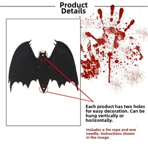 Details von Halloween Fledermaus Filzdeko mit Aufhängelöchern und 5m Schnur-Zubehörset