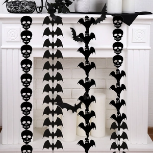 Halloween Hängende Dekoration Schwarz Vliesstoff Fledermaus Totenkopf Geist Girlande Für Horror Party Atmosphäre Layout