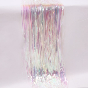 Iridescent tinsel curtain background with colorful laser PET fringe for party decor