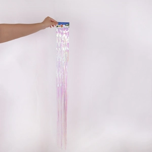 Iridescent laser foil fringe curtain backdrop for wedding and party decorations