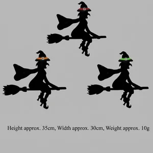 Halloween witch hanging decorations in black felt with colored hats for party decor