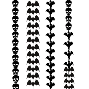 Halloween-Hängegirlanden mit schwarzen Skelett-, Fledermaus- und Geistersilhouetten