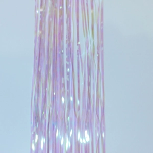 Iridescent pink and purple tinsel foil fringe curtain for festive party wall decoration