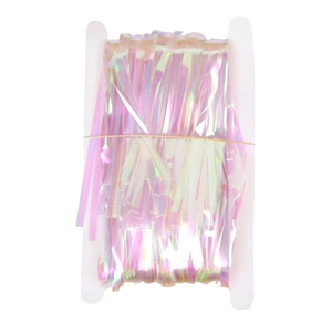 Iridescent laser tassel curtain on white card for birthday party backdrop decoration