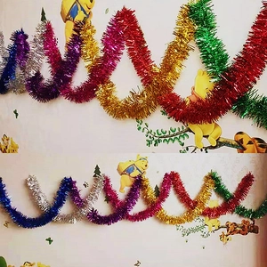 Colorful 2-meter sparkling tinsel garland for Christmas and festive party decoration