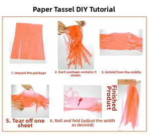 Step-by-step DIY guide for assembling orange paper tassels for party background decor