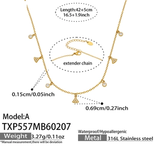 Detail der 316L Edelstahl Halskette mit Größenangaben und 5cm Verlängerungskette