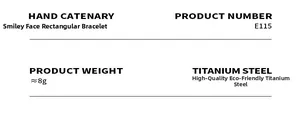 Detail specifications of smiley face rectangular link bracelet in titanium steel