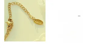 Detail showing the 18K gold plated lobster clasp and adjustable link chain end