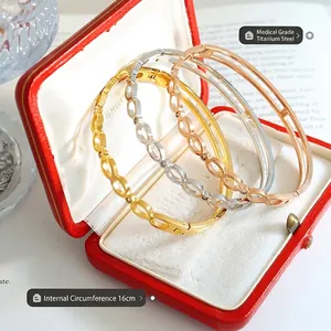 Bracelets minimalistes en acier titane zircon en or, argent et or rose