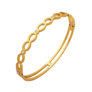 Bracelet minimaliste en acier titane doré avec maillons en huit et oxydes de zirconium