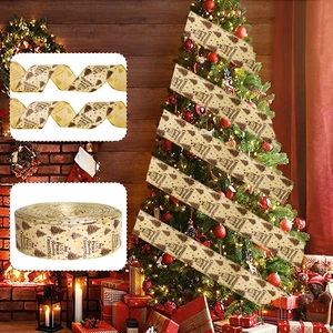 Kerstboom Decoratie Lint Feestelijke Letters Joy Love Peace Bedrukt Polyester Lint Voor Cadeauverpakking Feest Decor