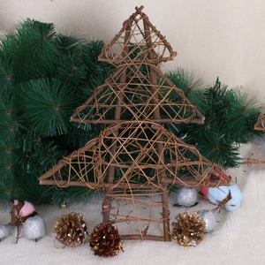 Handgefertigte Rattan Weihnachtsbaum Stern Dekoration Rustikaler Getrockneter Ast Hängendes Ornament Naturholz Festliche Hauswand Deko