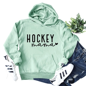 Sweat à capuche Hockey Mama vert menthe pour femme avec cordon et poche kangourou