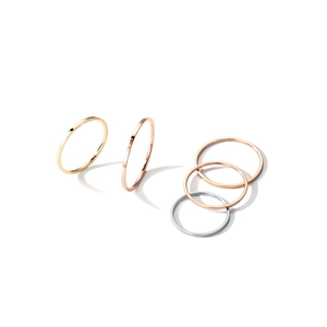 Minimalist stackable 18k gold and silver titanium steel thin rings for women set of five