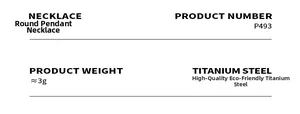 Specifications of titanium steel round pendant necklace weight 3g and item number P493