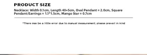 Spécifications détaillées de taille pour collier et boucles d'oreilles lune et étoile