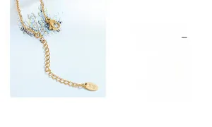 Détail du collier en acier titane plaqué or 18K avec fermoir mousqueton et pendentif ovale