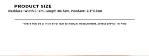 Detailed size specifications for minimalist black acrylic and gold titanium steel necklace